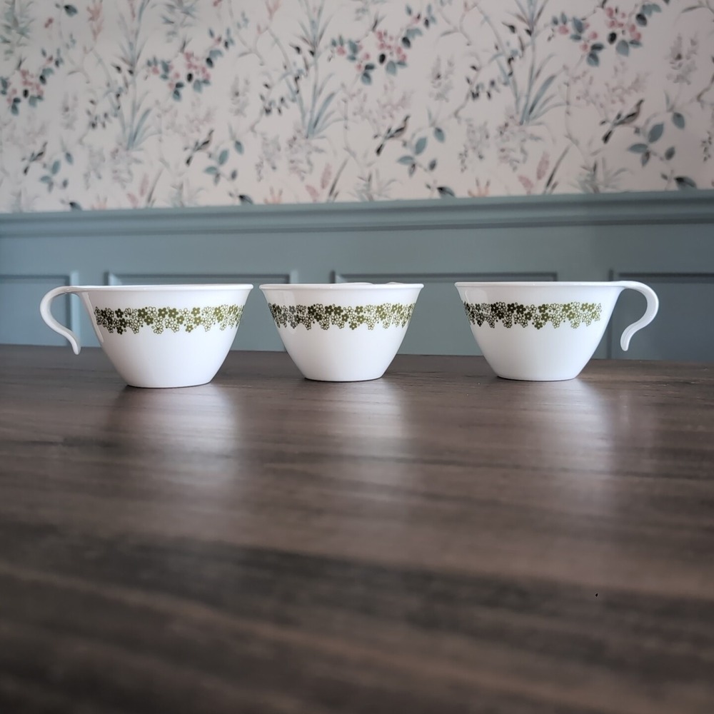 Vintage 3 Corelle Spring Blossom Crazy Daisy Hook Handle Coffee/Tea Cup